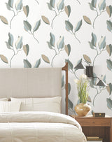 Brushwork Branches Mineral & Olive by York Wallcoverings Artisan Studio Modern Botanical Leaf and Branch Patterned Wallpaper - ZM2873