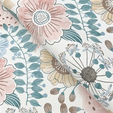 Artistic Bouquet Ochre & Ocean by York Wallcoverings Floral Wallpaper – York Wallcoverings ZM2891