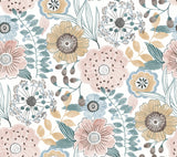 Artistic Bouquet Ochre & Ocean Floral Wallpaper – York Wallcoverings ZM2891