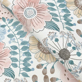 Artistic Bouquet Ochre & Ocean by York Wallcoverings Floral Wallpaper – York Wallcoverings ZM2891