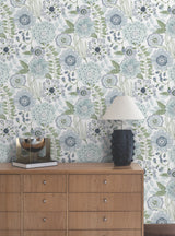 Artistic Bouquet Alpine & Leaf by York Wallcoverings Whimsical Floral Wallpaper - York Wallcoverings ZM2892