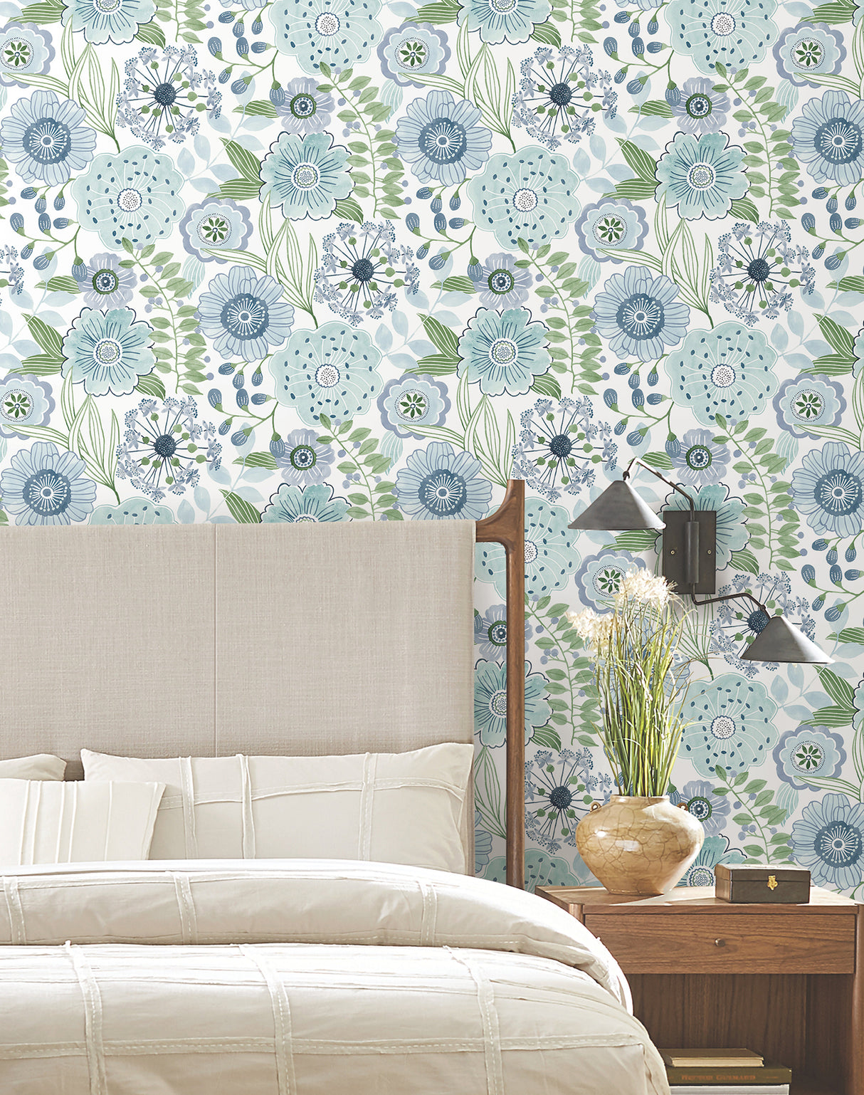 Artistic Bouquet Alpine & Leaf by York Wallcoverings Whimsical Floral Wallpaper - York Wallcoverings ZM2892