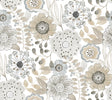 Artistic Bouquet Neutral whimsical floral wallpaper by York Wallcoverings, 27 in x 27 ft (60.8 sq ft), SKU ZM2894