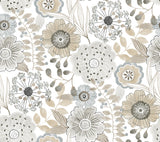 Artistic Bouquet Neutral whimsical floral wallpaper by York Wallcoverings, 27 in x 27 ft (60.8 sq ft), SKU ZM2894