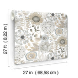 Artistic Bouquet Neutral by York Wallcoverings Whimsical Floral Wallpaper – York Wallcoverings ZM2894