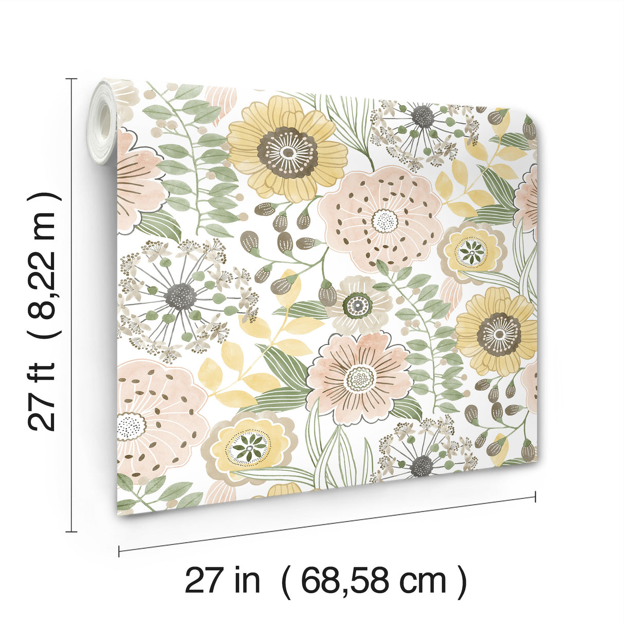Artistic Bouquet Coral & Lemon by York Wallcoverings Floral Wallpaper – York Wallcoverings ZM2895