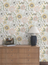Artistic Bouquet Coral & Lemon by York Wallcoverings Floral Wallpaper – York Wallcoverings ZM2895