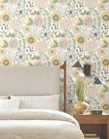 Artistic Bouquet Coral & Lemon by York Wallcoverings Floral Wallpaper – York Wallcoverings ZM2895
