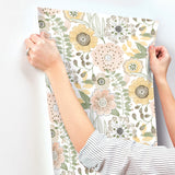 Artistic Bouquet Coral & Lemon by York Wallcoverings Floral Wallpaper – York Wallcoverings ZM2895