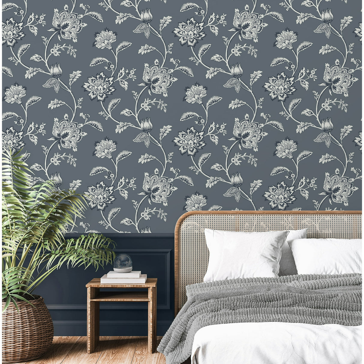 Juliette Blue by Fine Decor Jacobean Wallpaper – Brewster FD43453