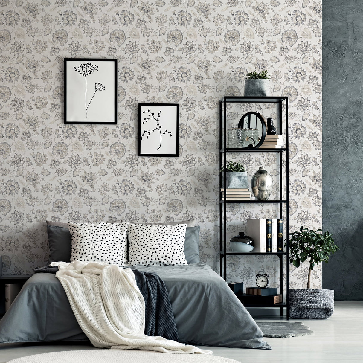 Prudie Denim by Arthouse Jacobean Trail Wallpaper – Brewster Home Fashions AH924707