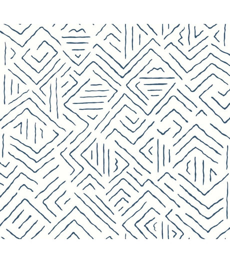 Sirih Navy geometric wallpaper by Antonina Vella – 27 in x 27 ft roll