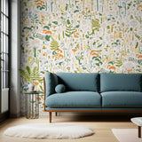 Hoppmosse Ivory and Multi by Boråstapeter Whimsical Forest Animal Wallpaper – Schumacher 1450