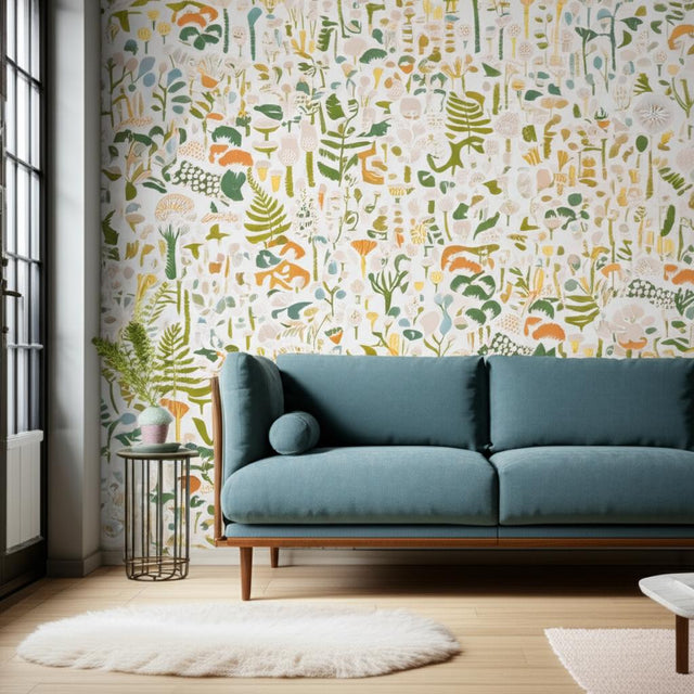 Hoppmosse Ivory and Multi by Boråstapeter Whimsical Forest Animal Wallpaper – Schumacher 1450