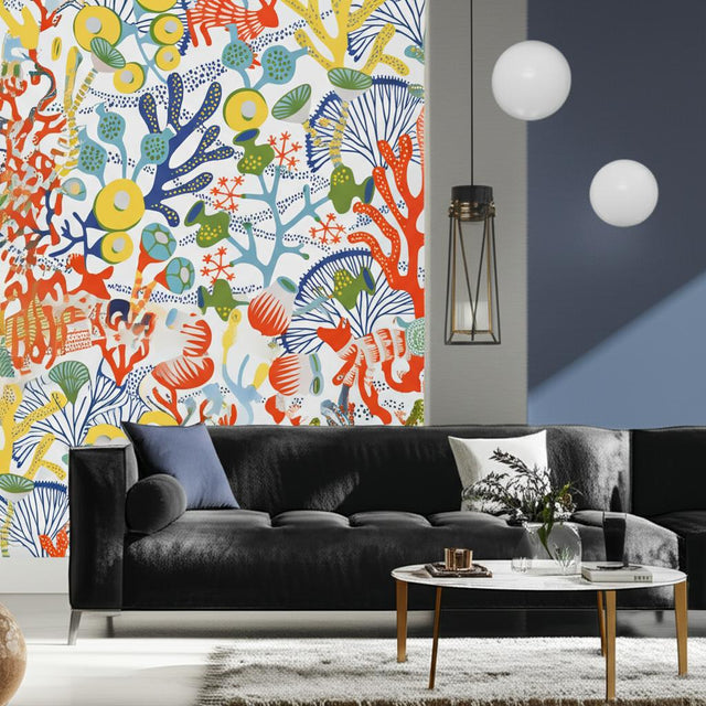 Koralläng Ivory Multi by Boråstapeter Whimsical Aquatic & Woodland Wallpaper – Schumacher 1462