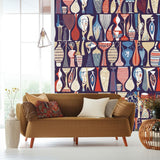 Pottery Navy and Red by Boråstapeter Surreal Ceramics Wallpaper – Schumacher 1760