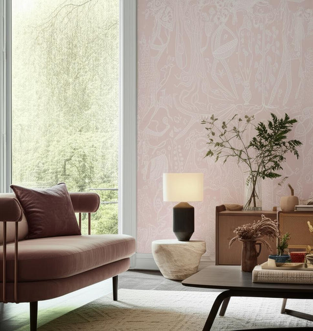 Poème d'Amour Blush by Boråstapeter Whimsical Wallpaper – Schumacher 1764