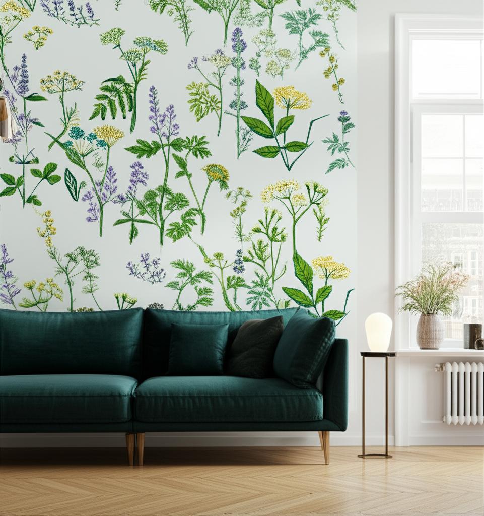 Köksväxter Leaf by Boråstapeter Botanical Wildflower Wallpaper – Schumacher 1789