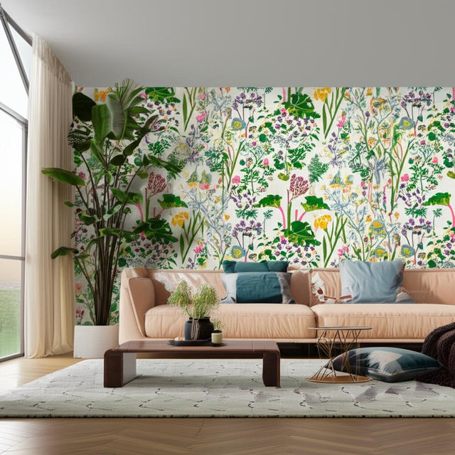 RABARBER Ivory Multi Botanical Wallpaper by Boråstapeter – Schumacher 1792