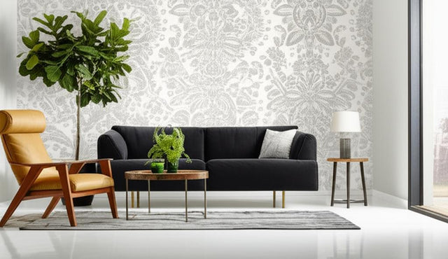 Boudoir Medallion Grey by Boråstapeter Elegant Paisley Medallion Wallpaper – Schumacher 1918