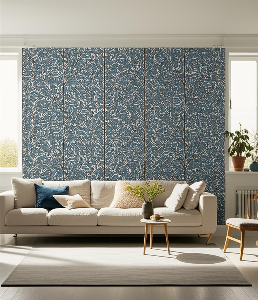 Korgpil Mural Blue by Boråstapeter Botanical Wallpaper – Schumacher 1957