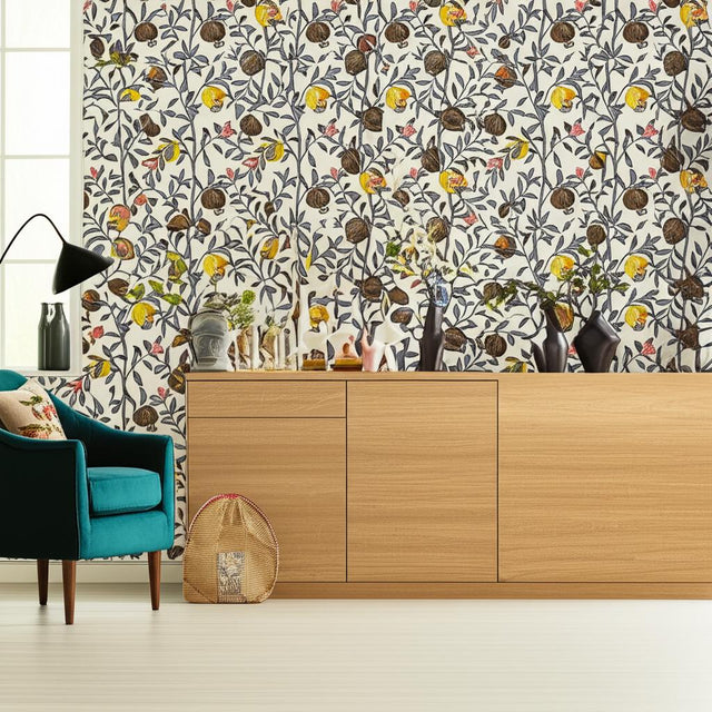 Granatapple Slate and Ochre by Boråstapeter Scandinavian Pomegranate Wallpaper – Schumacher 1959