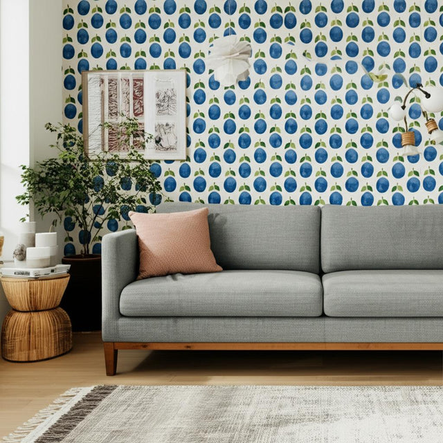 Prunus Blue by Boråstapeter Vintage Scandinavian Plum Wallpaper – Schumacher 1974
