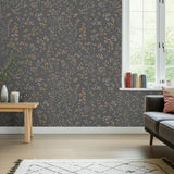 Gräng Charcoal by Boråstapeter Classic Nordic Floral Wallpaper – Schumacher 2004