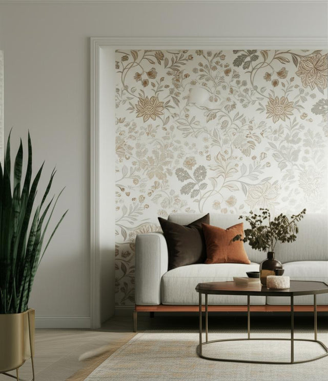 Alicia Stone and Gold by Boråstapeter Floral Wallpaper – Schumacher 2007