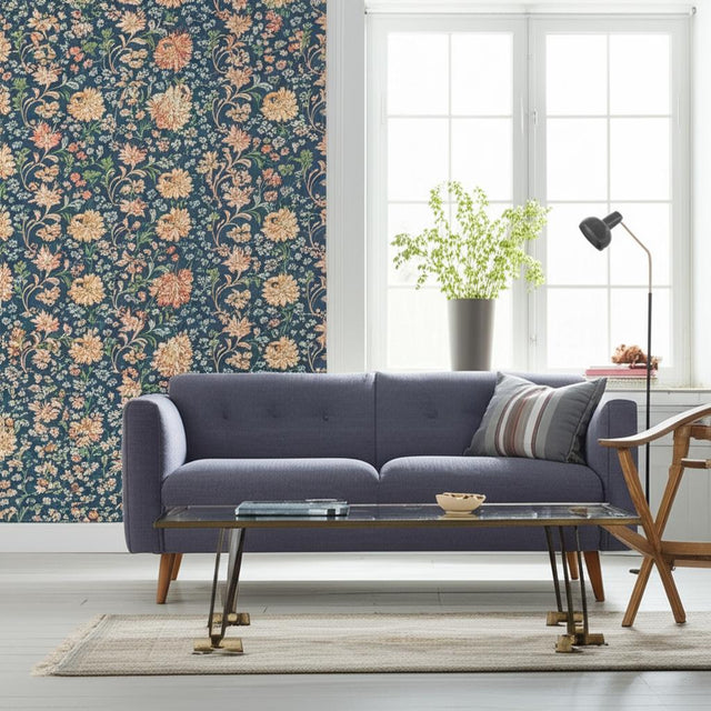 Alicia Navy Floral Wallpaper by Boråstapeter – Schumacher 2008