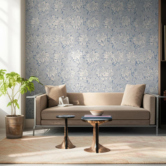Acanthus Garden Blue Floral Wallpaper by Boråstapeter – Schumacher 2010