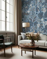 Turgräs Blue Whimsical Scandinavian Botanical Wallpaper – Boråstapeter Schumacher 2091