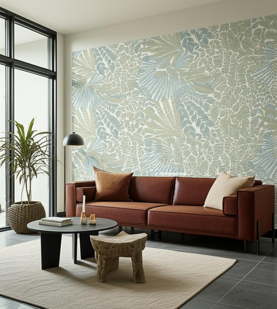 Velvet Leaves Ivory and Sage by Boråstapeter Botanical Wallpaper – Schumacher 2262