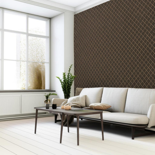 Golden Trellis Brown and Gold by Boråstapeter Trellis Wallpaper – Schumacher 2264
