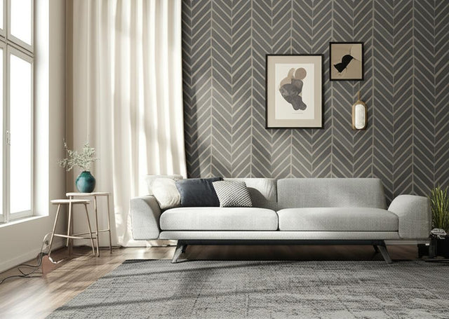 Madison Zinc Geometric Wallpaper by Boråstapeter – Schumacher 3055