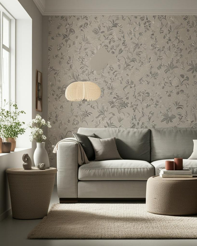 Folklore Dove and Blue by Boråstapeter Scandinavian Floral Wallpaper – Schumacher 3263