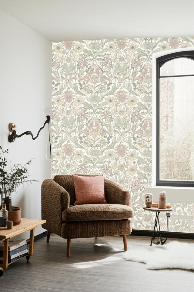 Blomsterfröjd Soft Multi by Boråstapeter Arts and Crafts Floral Wallpaper – Schumacher 3295