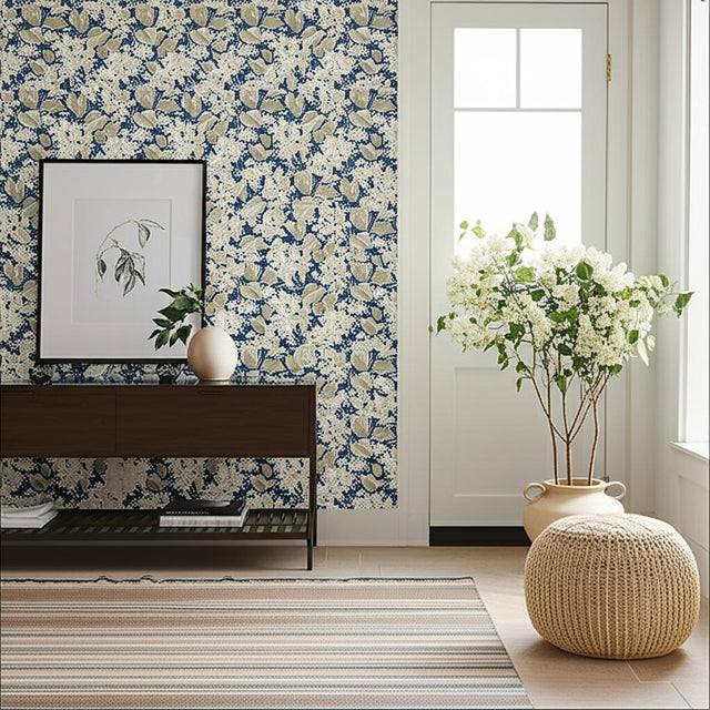 Aratorp Blue Floral Wallpaper by Boråstapeter – Schumacher 4162