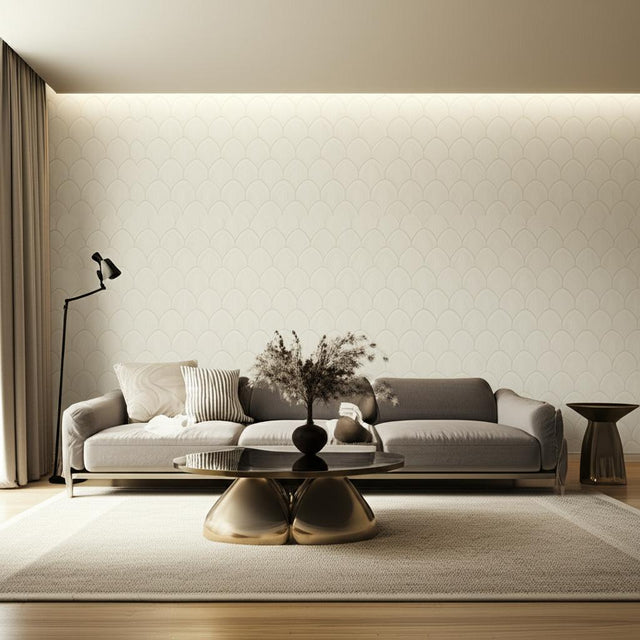 Golden Arches Stone and Gold by Boråstapeter Art Deco Wallpaper – Schumacher 4274