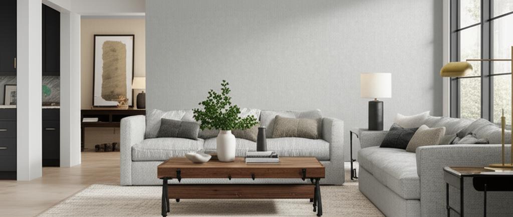 Linen Ash Grey by Boråstapeter Minimalist Non-Woven Wallpaper – Schumacher 4417