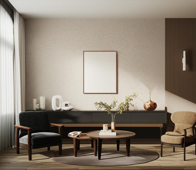 Rosenvinge Natural by Boråstapeter Elegant Geometric Floral Wallpaper – Schumacher 4503