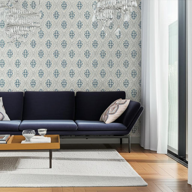 PIGKAMMAREN Blue Medallion Wallpaper by Boråstapeter – Schumacher 4527