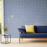 Loka Cobalt by Boråstapeter Geometric Floral Wallpaper – Schumacher 4531