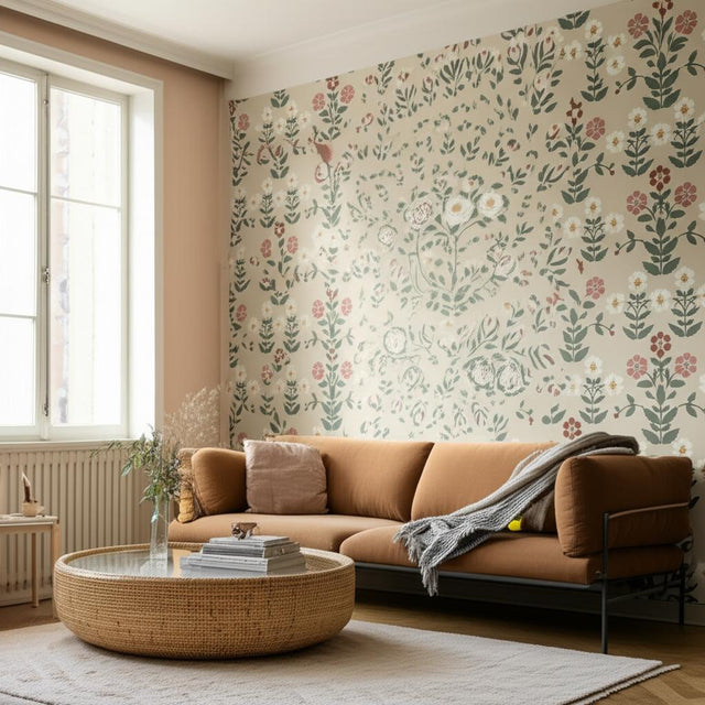 Sippor Pink and Natural Floral Wallpaper by Boråstapeter – Schumacher 4810