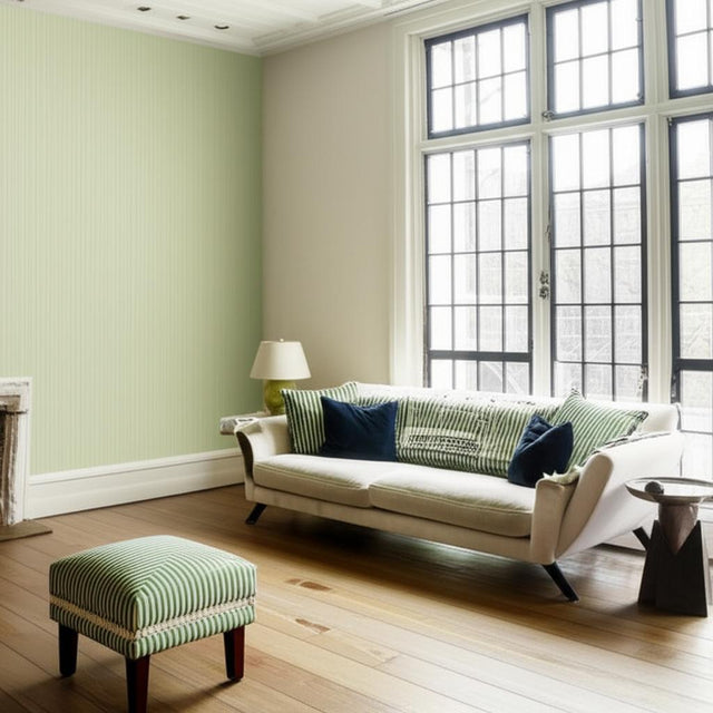 Newport Stripe Willow by Schumacher Classic Pinstripe Wallpaper – Schumacher 203793