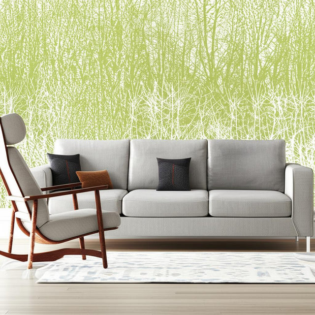 Birches Leaf/White by Schumacher Modern Nature Scenic Forest Wallpaper – Schumacher 2707242