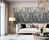 Birches Black/White by Schumacher Modern Nature Hand Screened Wallpaper – Schumacher 2707243