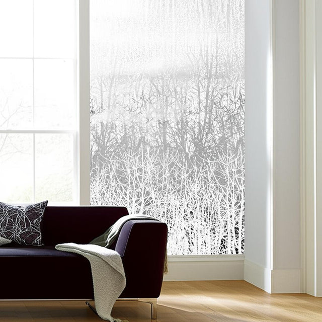 Birches Silver by Schumacher Hand-Screened Modern Nature Scenic Wallpaper – Schumacher 2707244