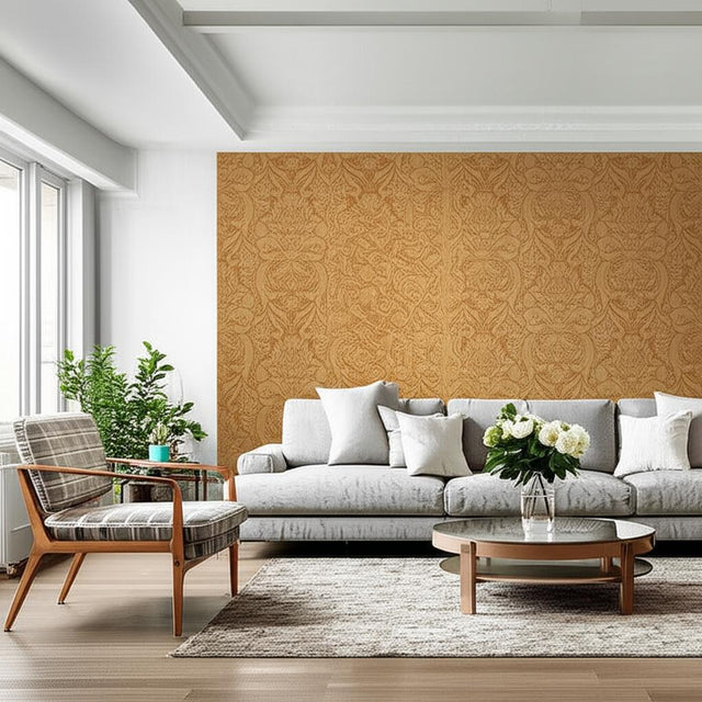 VALENCAY DAMASK Camel by Schumacher Damask Wallpaper – Schumacher 5000412