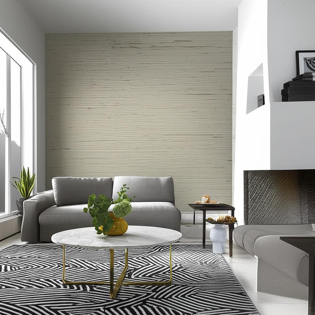 JINAN ARROWROOT Pewter by Schumacher Natural Grasscloth Wallcovering – Schumacher 5000750